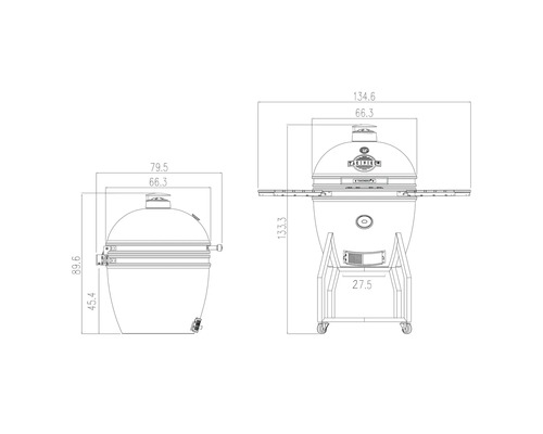 Afmetingen van een keramische barbecue met onderstel