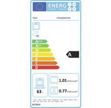 Energielabel voor een Teka Steakmaster oven, energie-efficiëntieklasse A, 63 liter inhoud