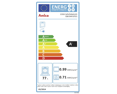 Energielabel voor Amica EBX 944 670 S met energie-efficiëntieklasse A+