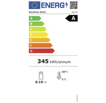 Energielabel met energie-efficiëntieklasse A, energieverbruik 345 kilowattuur per jaar