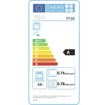 Energielabel voor de PKM F7-2S oven, energie-efficiëntieklasse A, 54 liter inhoud