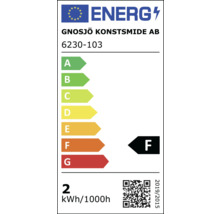 Energielabel van de firma Gnosjö Konstsmide AB met energie-efficiëntieklasse F