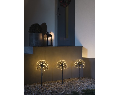 KONSTSMIDE Kerstverlichting LED tuinspies 3 paardebloemen 192 lampjes extra warm wit 2 meter