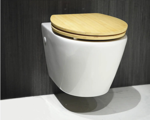 Wandcloset met diepspoeling en zitting van bamboe