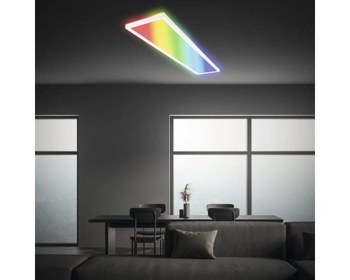 BRILONER LED Paneel 20x98x3 cm wit frame lichtkleur gekleurd instelbaar wit Moderne woonkamer met rechthoekige, veelkleurige LED plafondlamp
