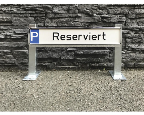 Parkeerbord gereserveerd met stalen frame