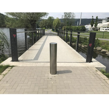 Voetgangersbrug met reling over een rivier