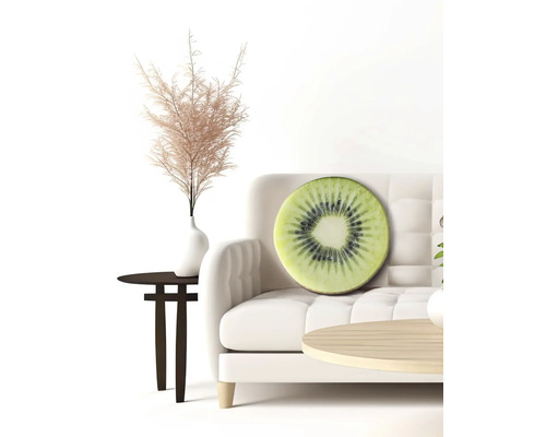 Decoratief interieur met bank en kussen in kiwi-design