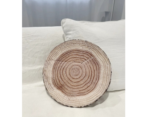 Rond decoratief kussen met boomstam schijf patroon