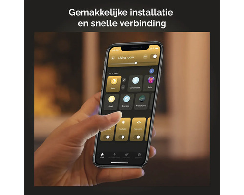 Smartphone met geopende app voor lichtregeling