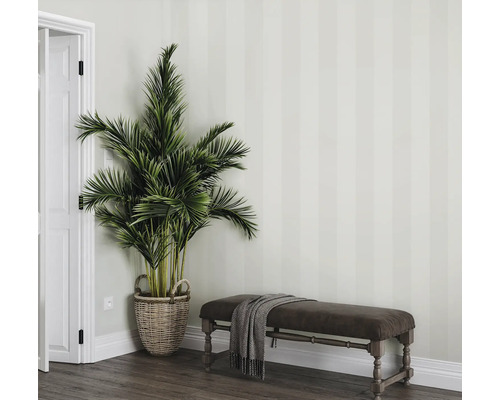 Decoratieve scène met kamerplant in mand en zitbank met plaid