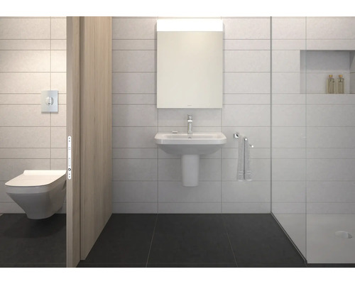 Moderne badkamer met wastafel, spiegelkast en wandcloset