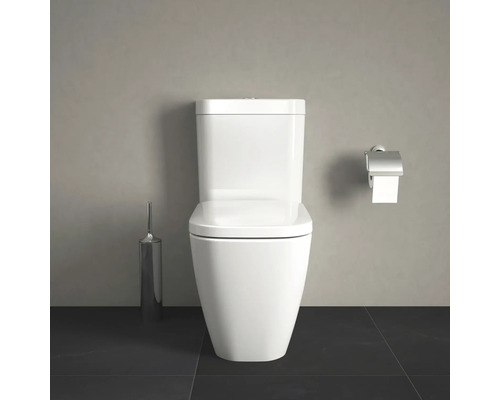 Staand toilet met toiletborstel en toiletpapierhouder