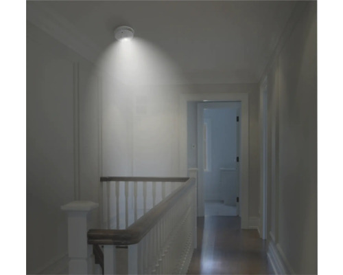 Scène van een hal met een geïnstalleerde rookmelder aan het plafond