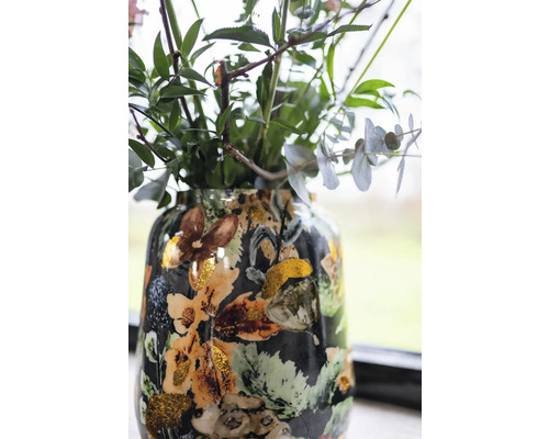 Bloemenvaas met bloemmotief en bladwerk