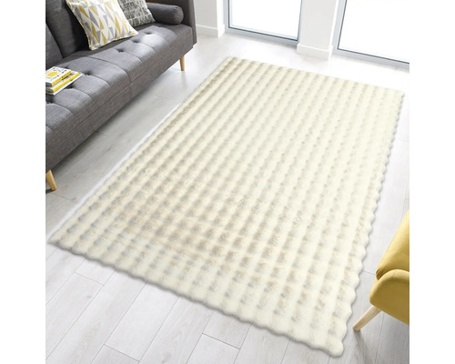 Hoogpolig tapijt in de woonkamer met bank