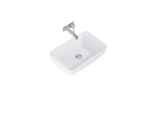 Rechthoekige keramische opzetwastafel met kraan