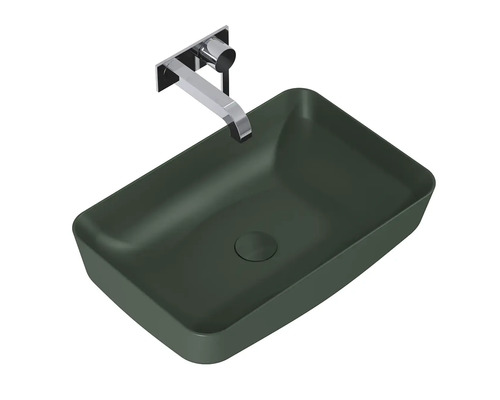 Rechthoekige opzetwastafel met wandkraan