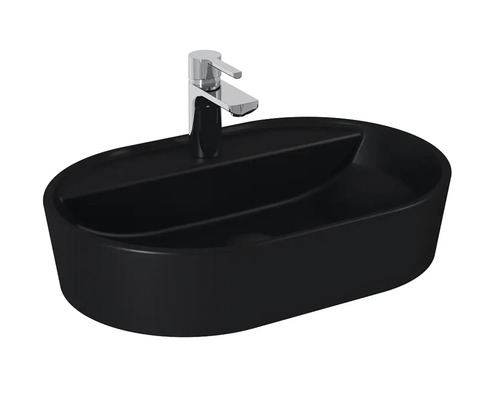 Zwarte waskom met kraan