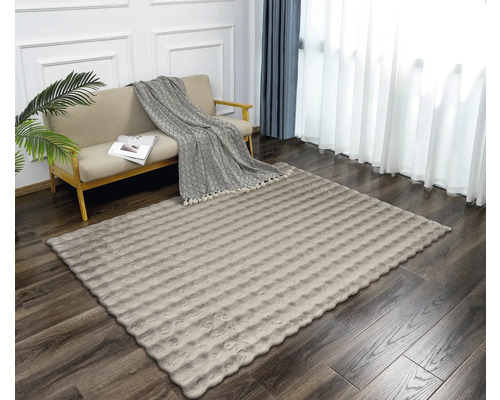 Woonkamer met bank en rechthoekig vloerkleed