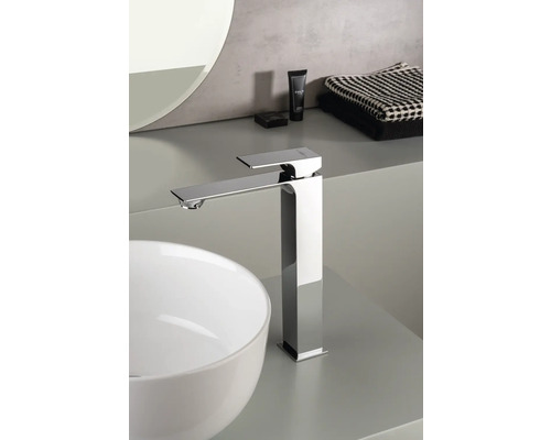 Moderne badkamer met waskom en hoge kraan