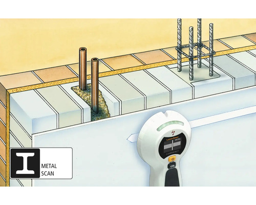 Illustratie van een wandscanner om metaal te vinden