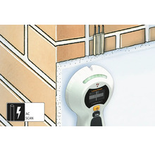 Laserliner detector voor het opsporen van wisselstroomleidingen in een bakstenen muur.