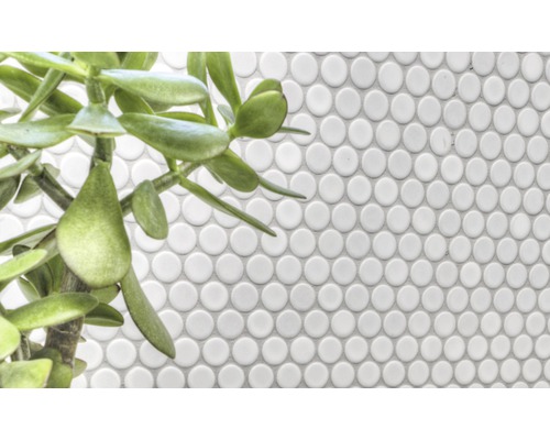 Witte mozaïektegel met ronde stenen