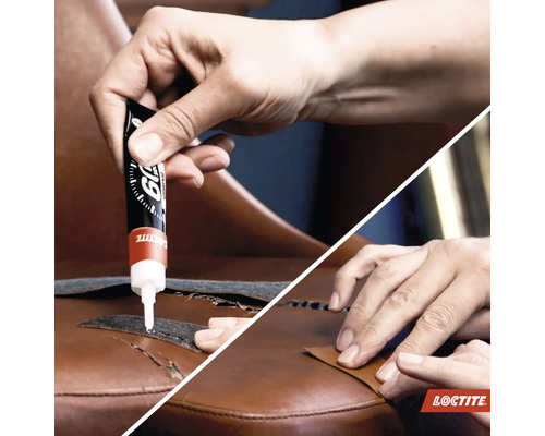 Reparatie van een leren stoel met Loctite universele lijm