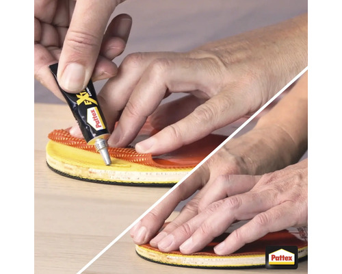 Aanbrengen van Pattex lijm op een ondergrond voor verlijming.