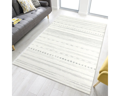 Rechthoekig tapijt met grafisch patroon in een woonkamer