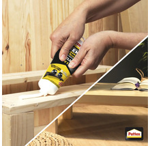 Montagelijm aanbrengen op een houten werkstuk