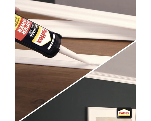 Toepassing van Pattex Montagekit Super Power op een sierlijst