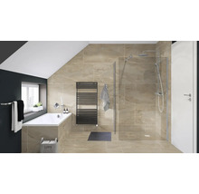 Moderne badkamer met ligbad, douche en radiator