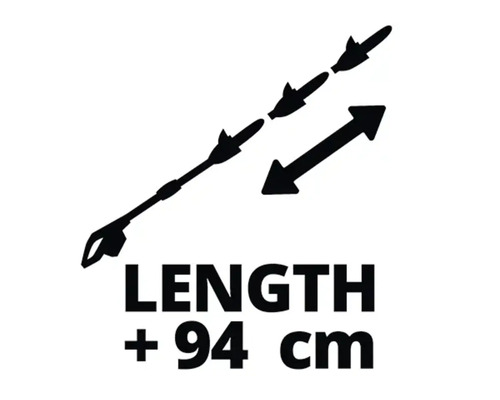 Symbool voor een tuinschaar die 94 centimeter kan worden verlengd