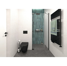 Moderne badkamer met douche, toilet en handdoekradiator