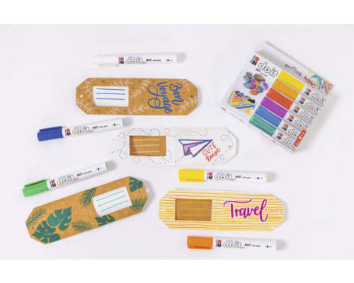 Meerkleurige Marabu I do it Matt stiften en kofferlabels