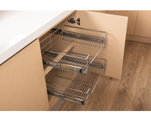 Uittrekbare keukenkastinzet met twee metalen manden