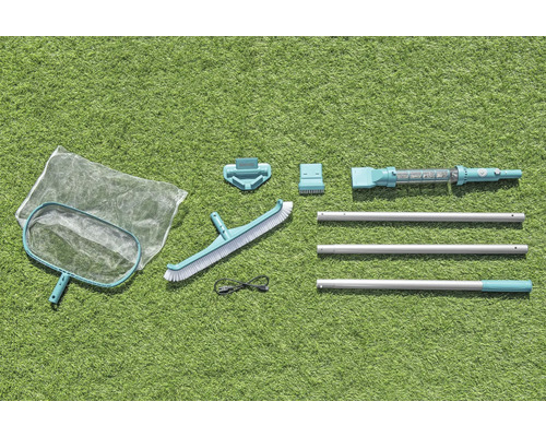 Zwembadreinigingsset met schepnet, borstel, stofzuiger en telescoopstang