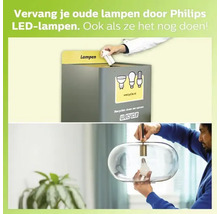 A person disposes of a light bulb in a recycling container, and another person installs a light bulb in a lamp.