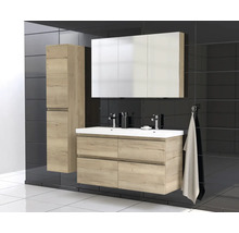 Badkamerset met wastafelonderkast, spiegelkast en hoge kast in modern design