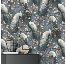 Behang met pauwen en kersenbloesemmotief voor wanddecoratie