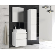 Badkamer met wastafelonderkast, spiegelkast en hoge kast in een modern design