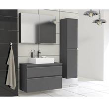 Badkamer met wastafelonderkast, spiegelkast en hoge kast in modern design