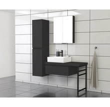 Moderne badkamer met wastafel, spiegelkast en hoge kast