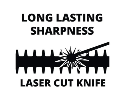 Symbool voor langdurige scherpte door lasergesneden mes