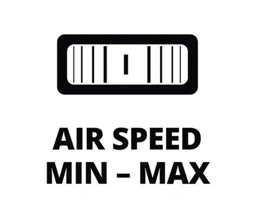 Symbool voor luchtsnelheid: minimum tot maximum