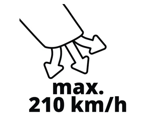 Maximale ventilatorsnelheid van 210 kilometer per uur