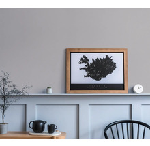 Decoratieve kamer met IJslandkaart in lijst, theepot en plant