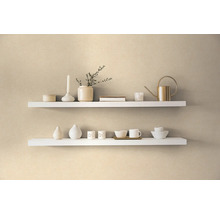 Twee witte wandplanken met decoratieve items